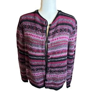 Women's Croft‎ and Barrow Nordic Pattern cardigan Sweater Size Medium